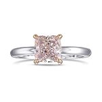 Fancy Brownish Pink Cushion Solitaire Diamond Ring GIA