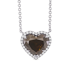 Fancy Dark Brown Heart Halo Diamond Pendant 