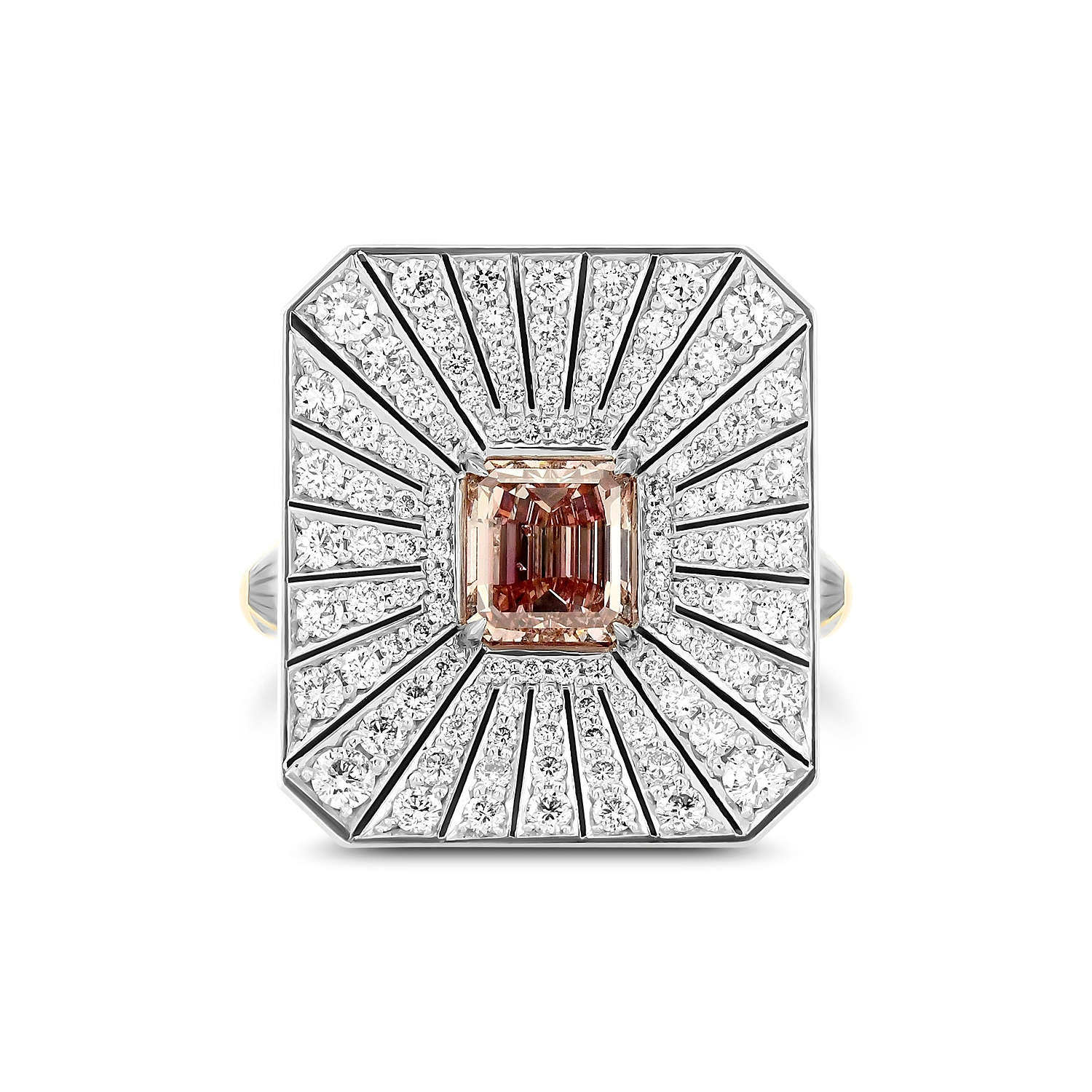 Fancy Deep Orangy Pink Enamel Ring GIA