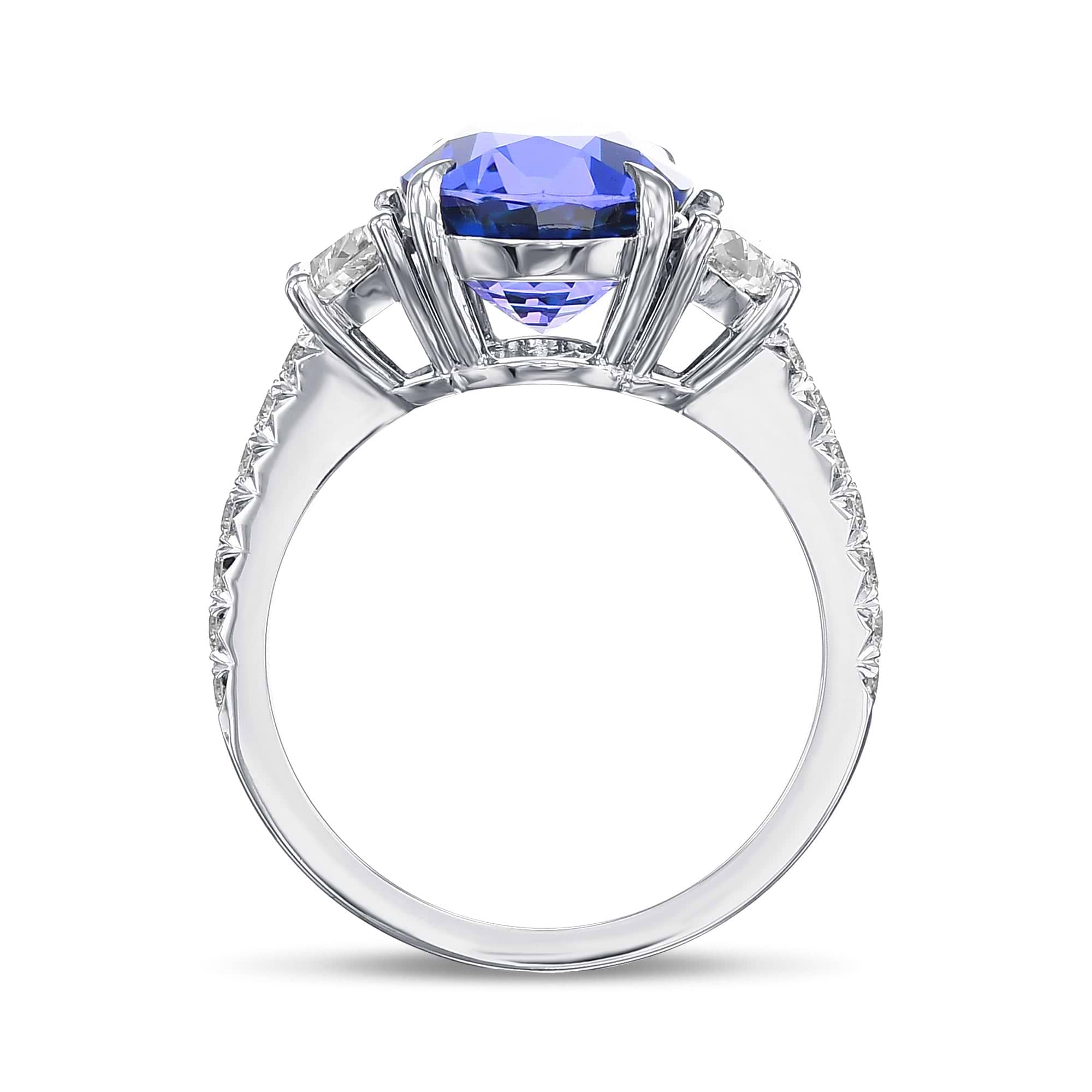 Half Moon & Pave Diamond Side-stone Ring Setting - 2