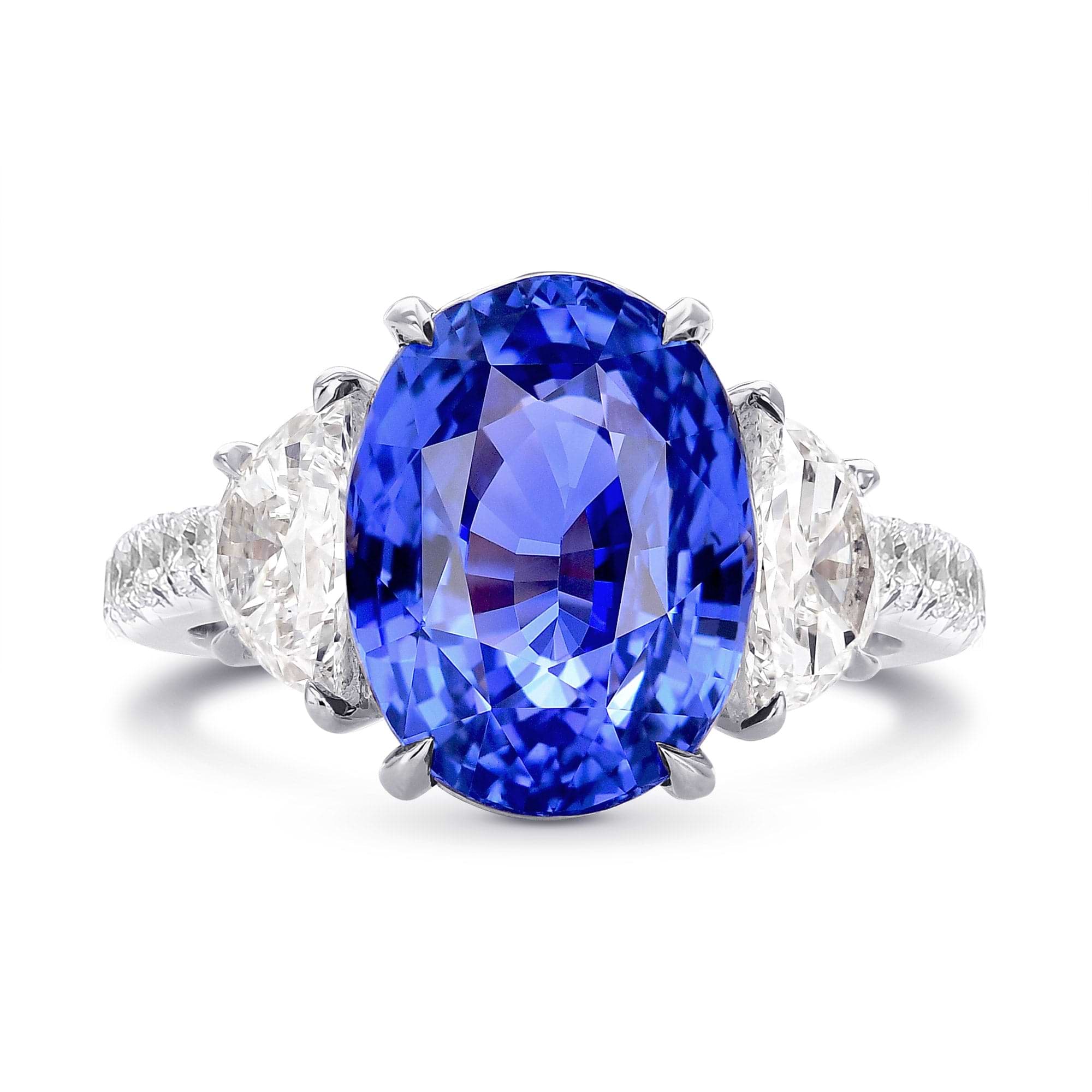 Half Moon & Pave Diamond Side-stone Ring Setting