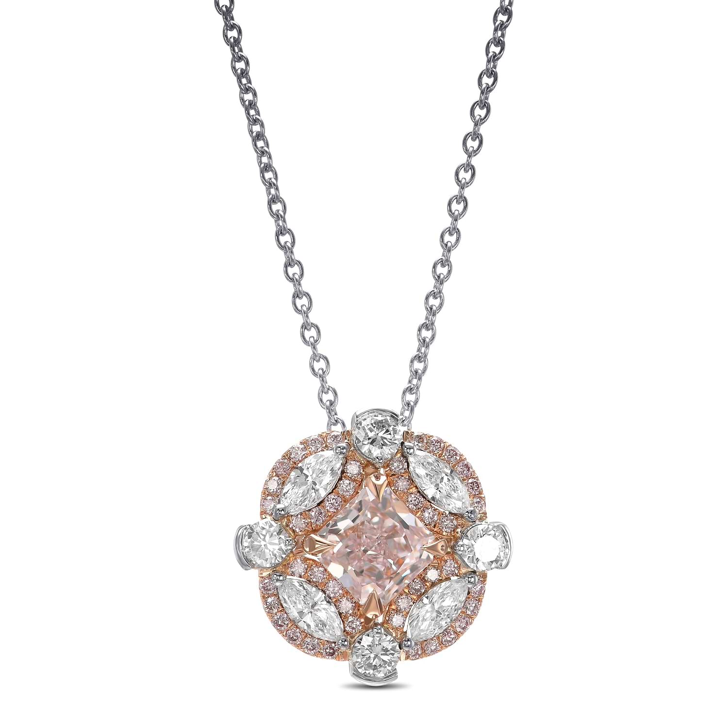 Extraordinary Fancy Light Pink Radiant Diamond Pendant