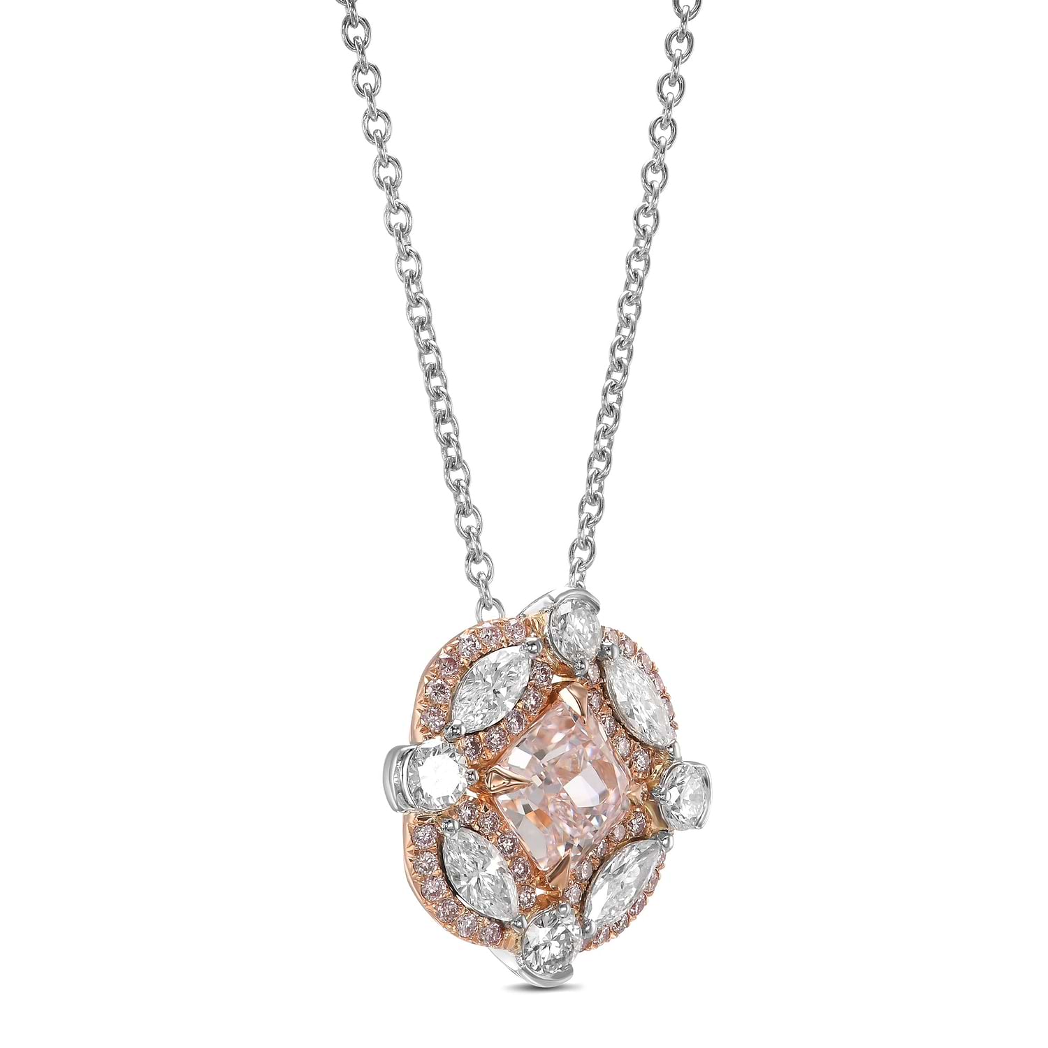 Extraordinary Fancy Light Pink Radiant Diamond Pendant