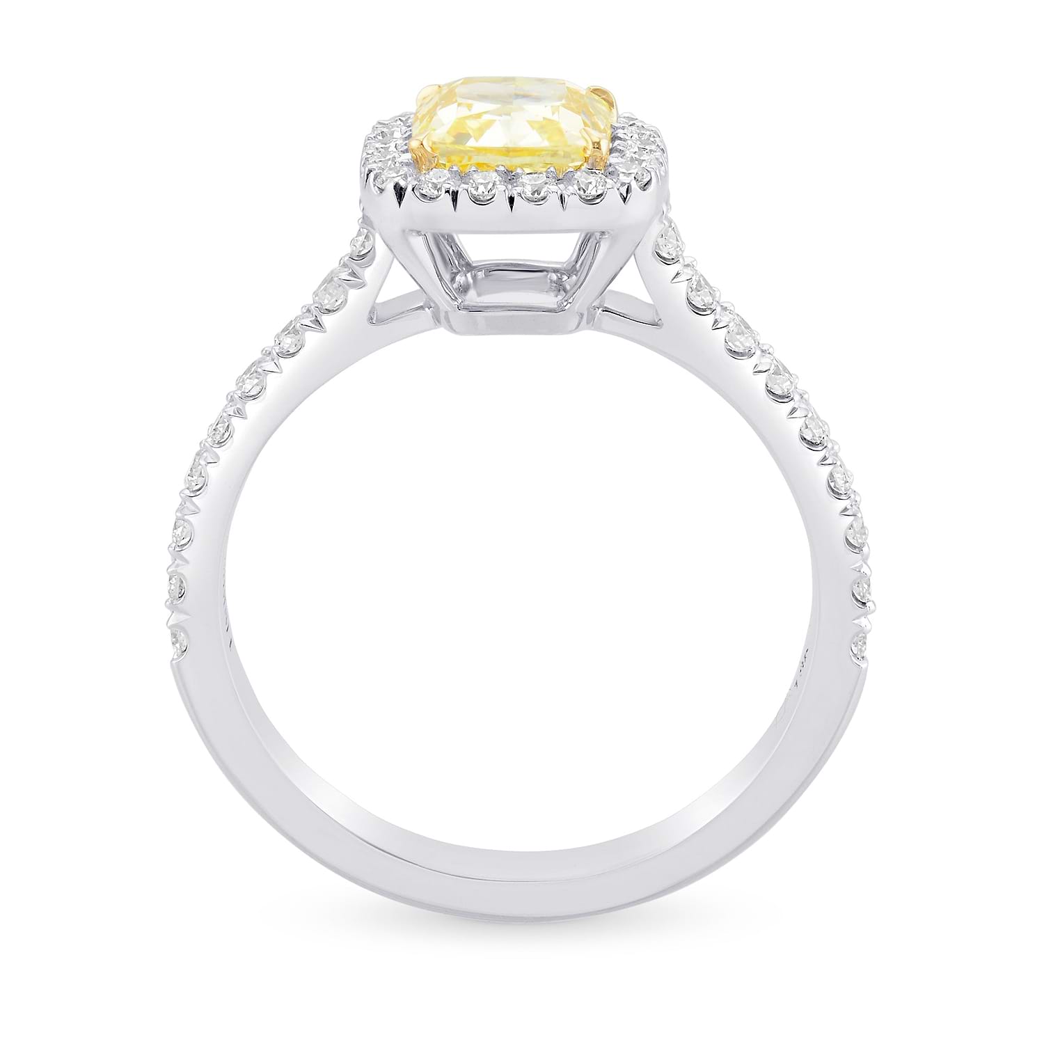 Fancy Intense Yellow Cushion Diamond Halo Ring