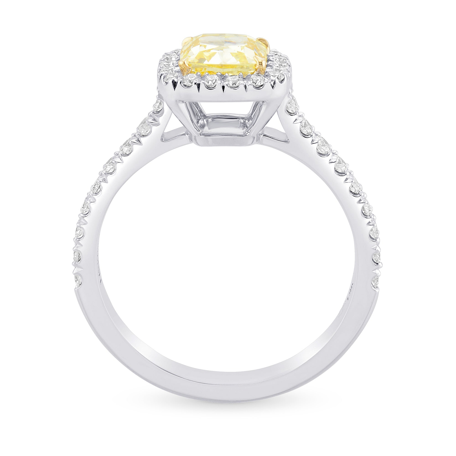 Fancy Intense Yellow Cushion Diamond Halo Ring