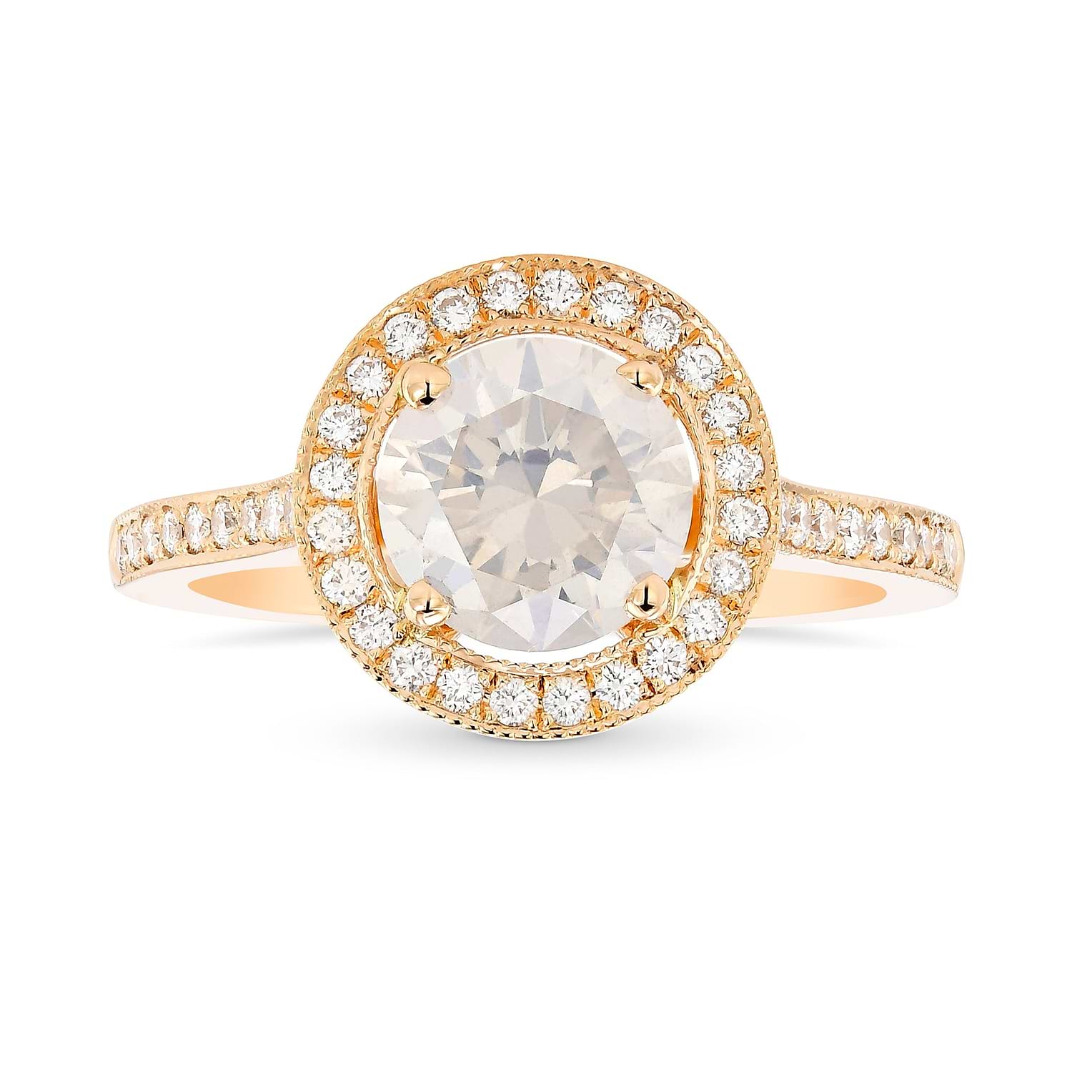 Rose Gold Fancy White Diamond Engagement Ring