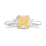 Fancy Yellow Cushion Three-stone Ring