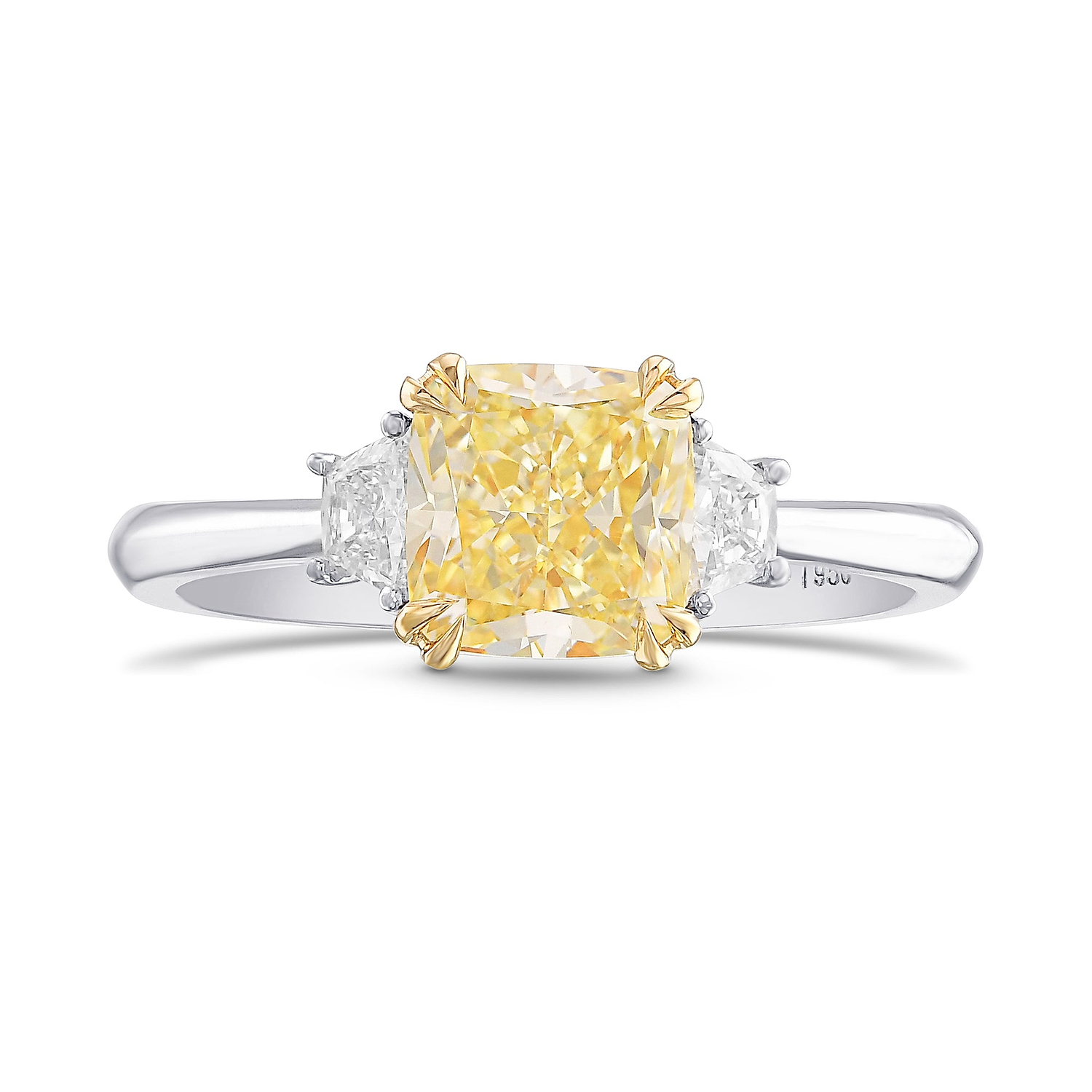 Fancy Yellow Cushion Three-stone Ring