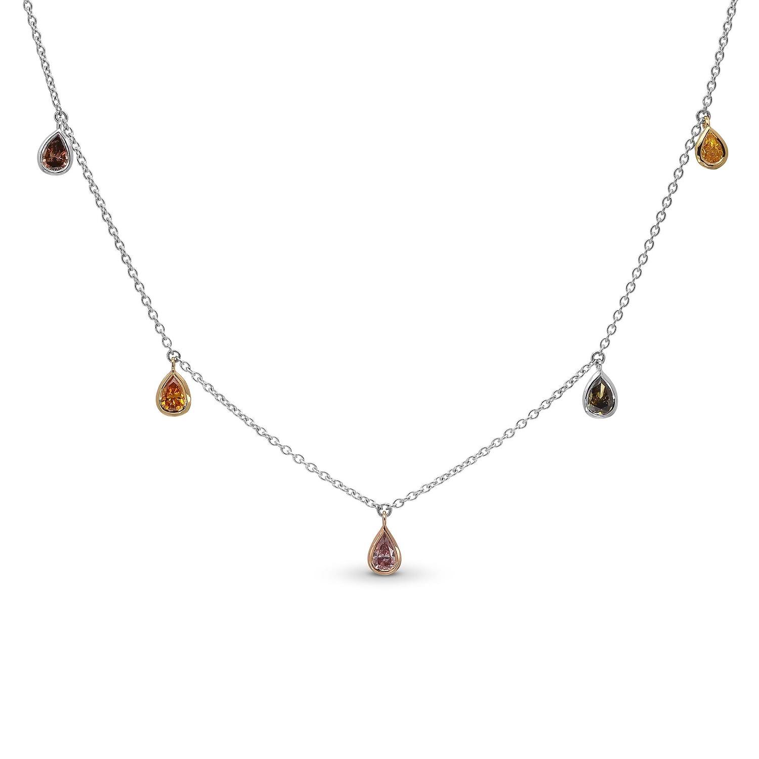 Mix Color Pear Diamond Necklace