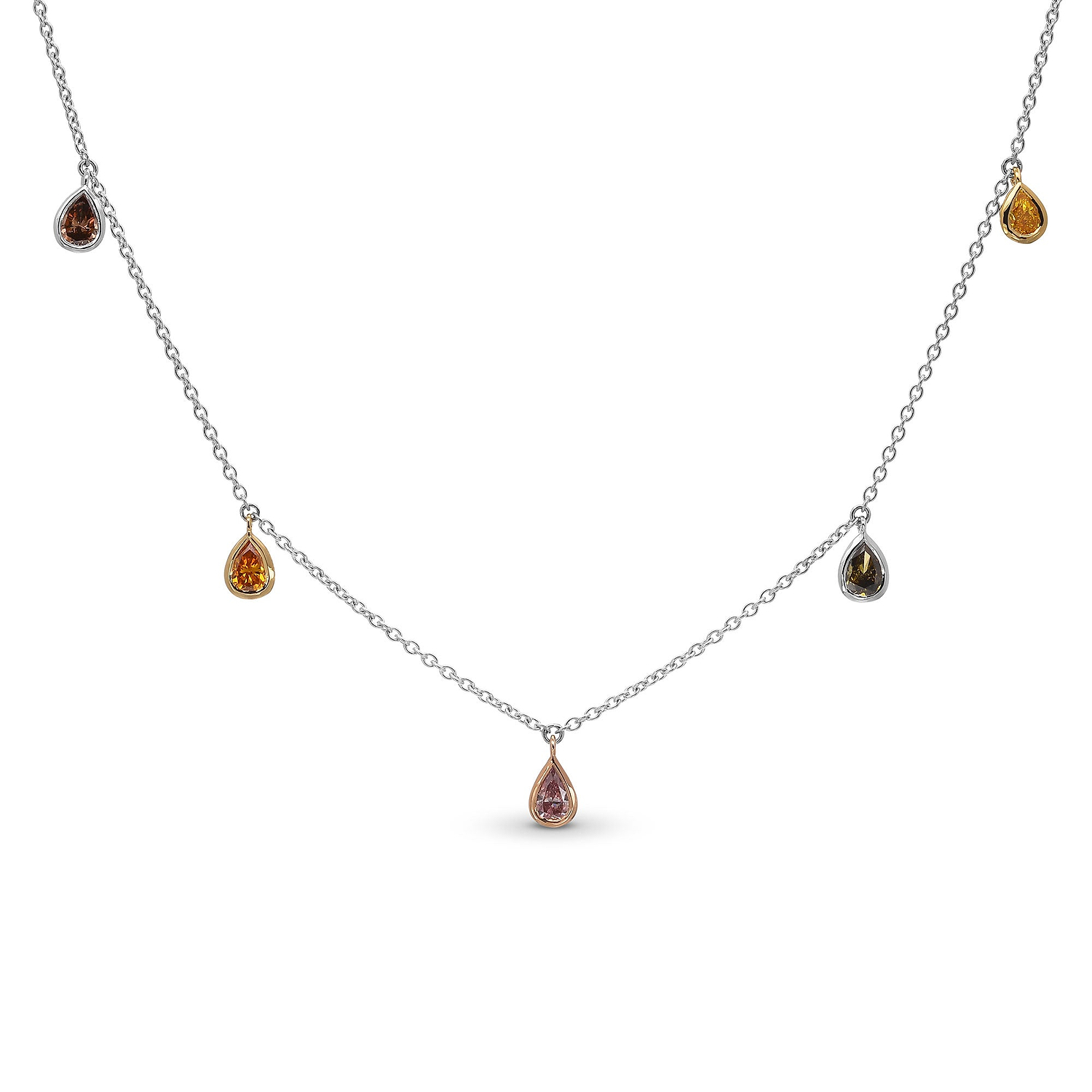 Mix Color Pear Diamond Necklace