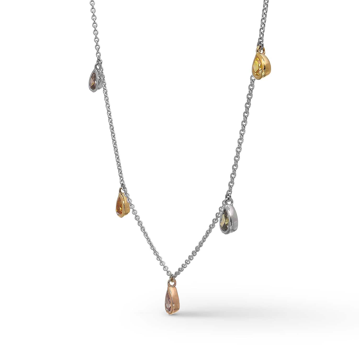 Mix Color Pear Diamond Necklace