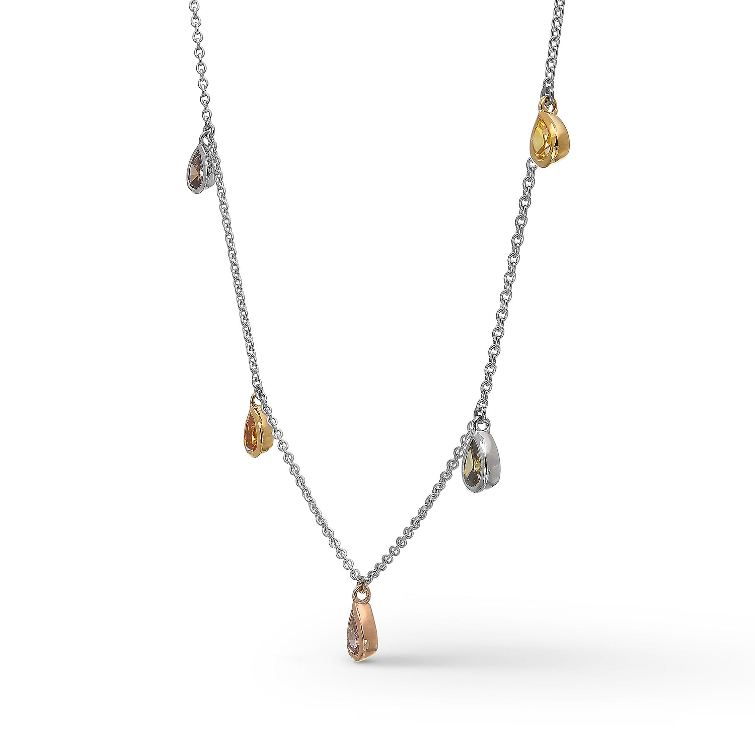Mix Color Pear Diamond Necklace