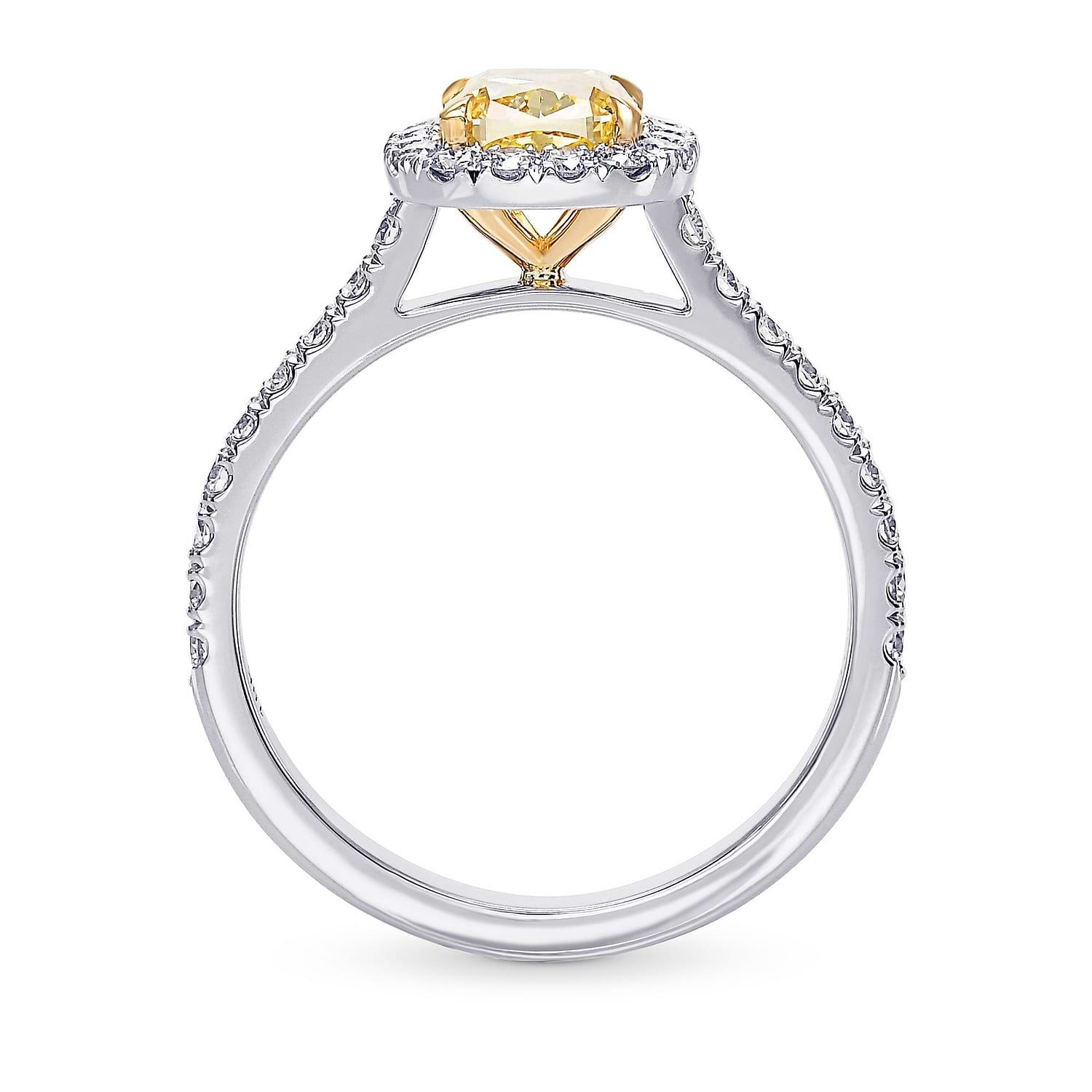 Fancy Vivid Yellow Cushion Diamond Halo Ring