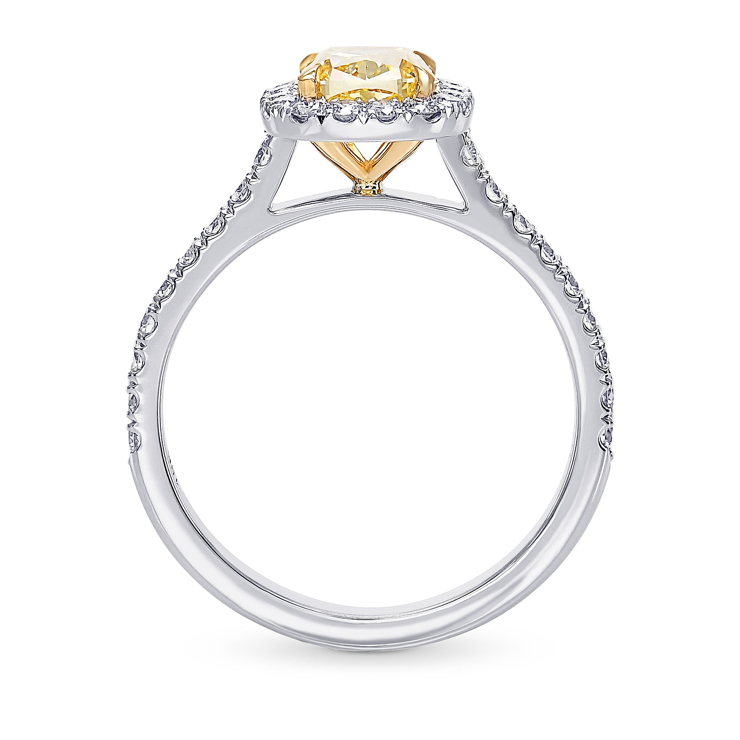 Fancy Vivid Yellow Cushion Diamond Halo Ring
