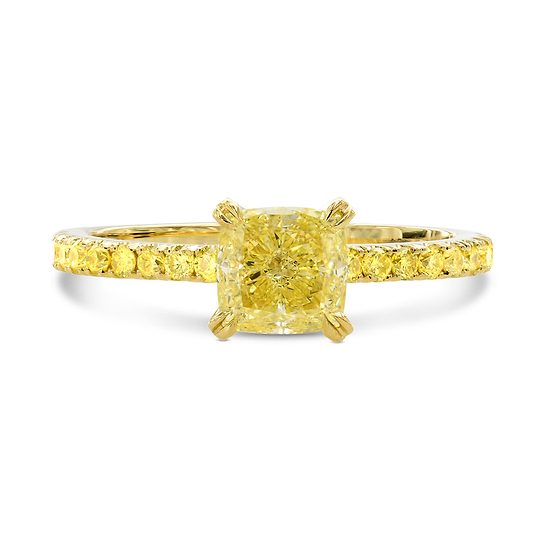 Fancy Intense Yellow Round Side Stone Ring Setting
