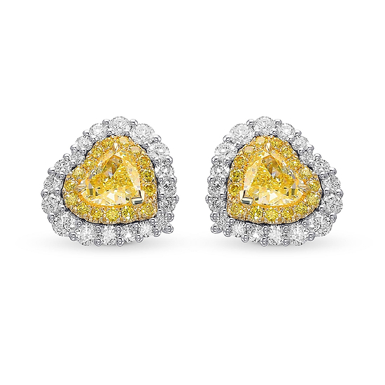 Double Halo Fancy Yellow Diamond Earrings Settings