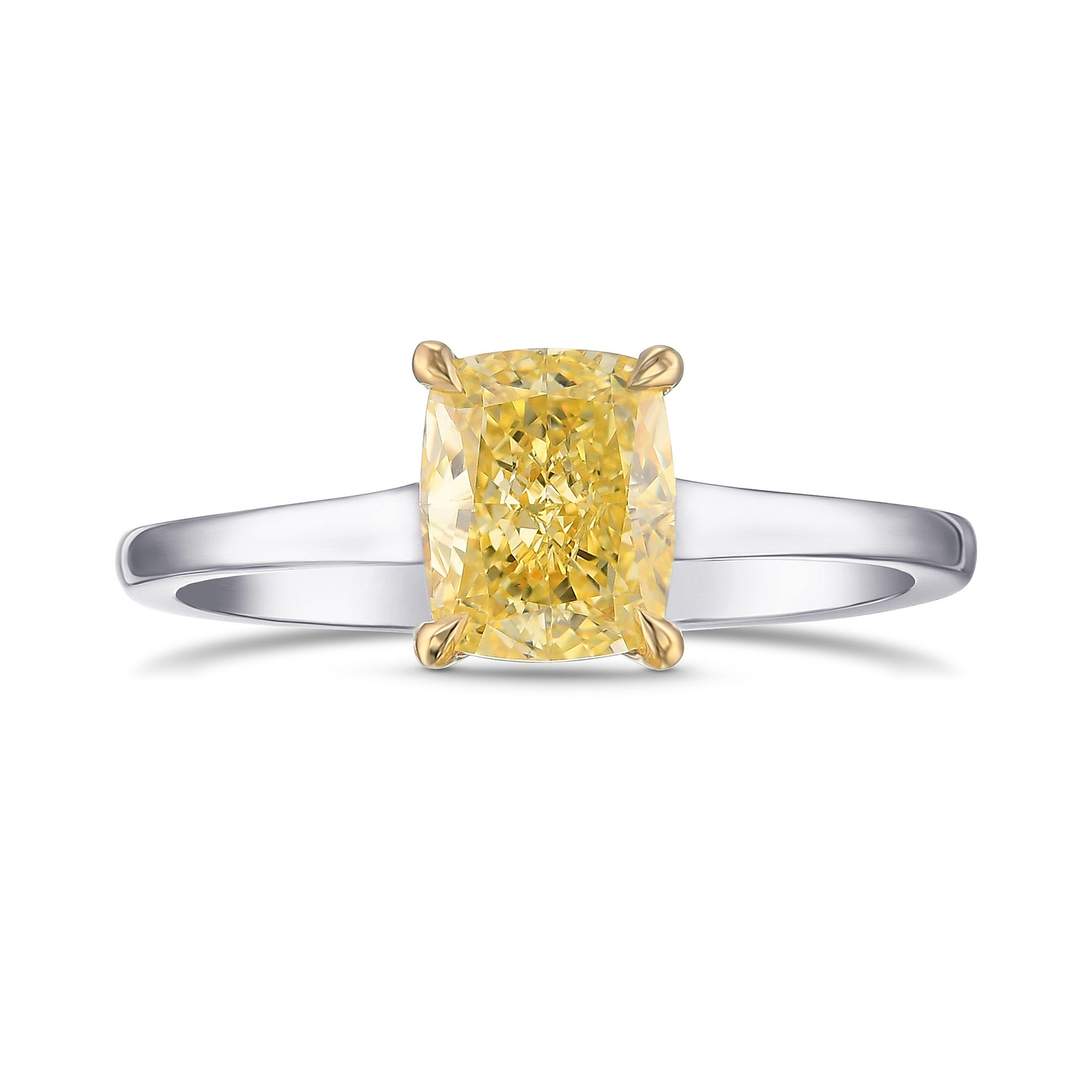 Fancy Yellow Cushion Diamond Classic Solitaire Engagement Ring