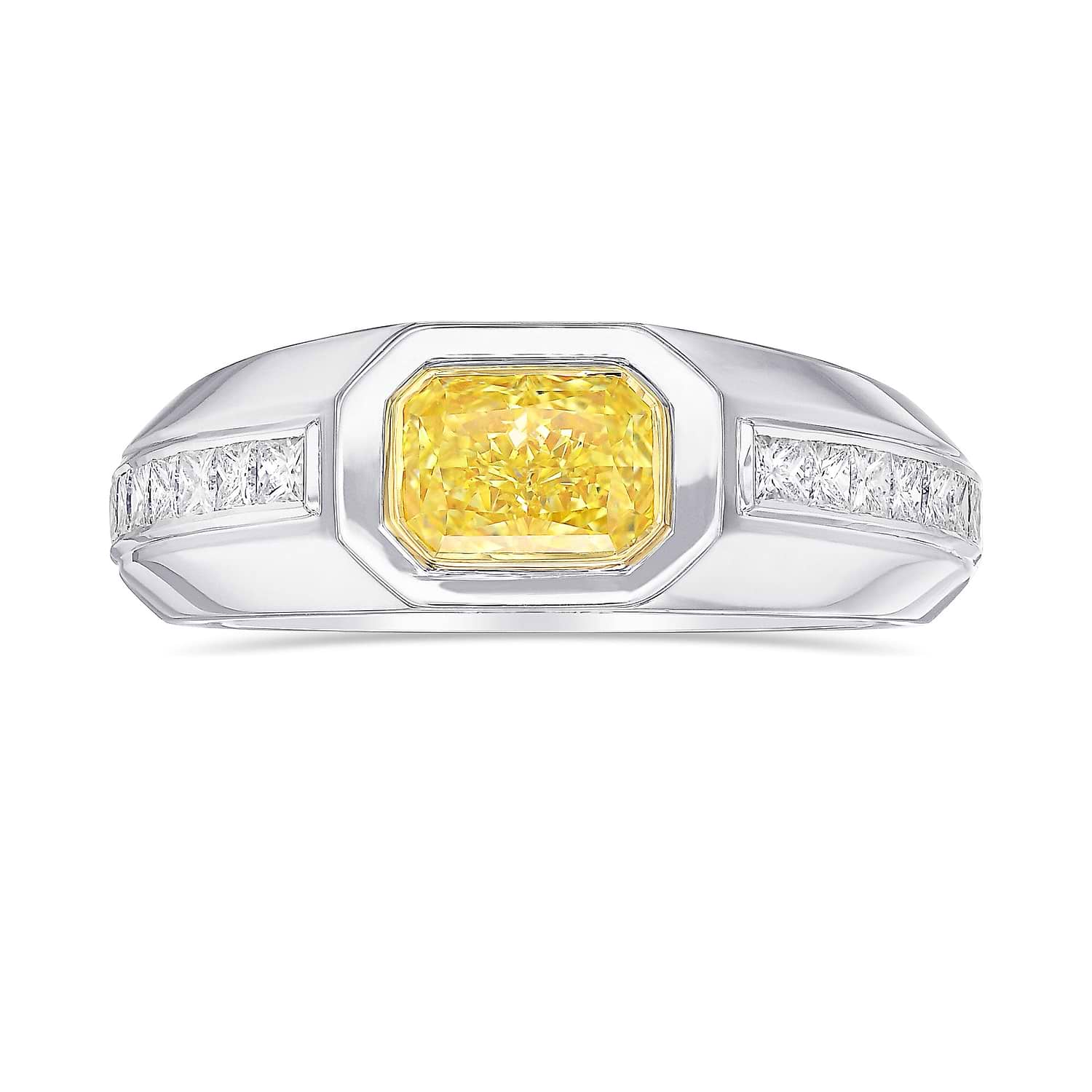 Fancy Yellow Radiant Diamond Men's Ring