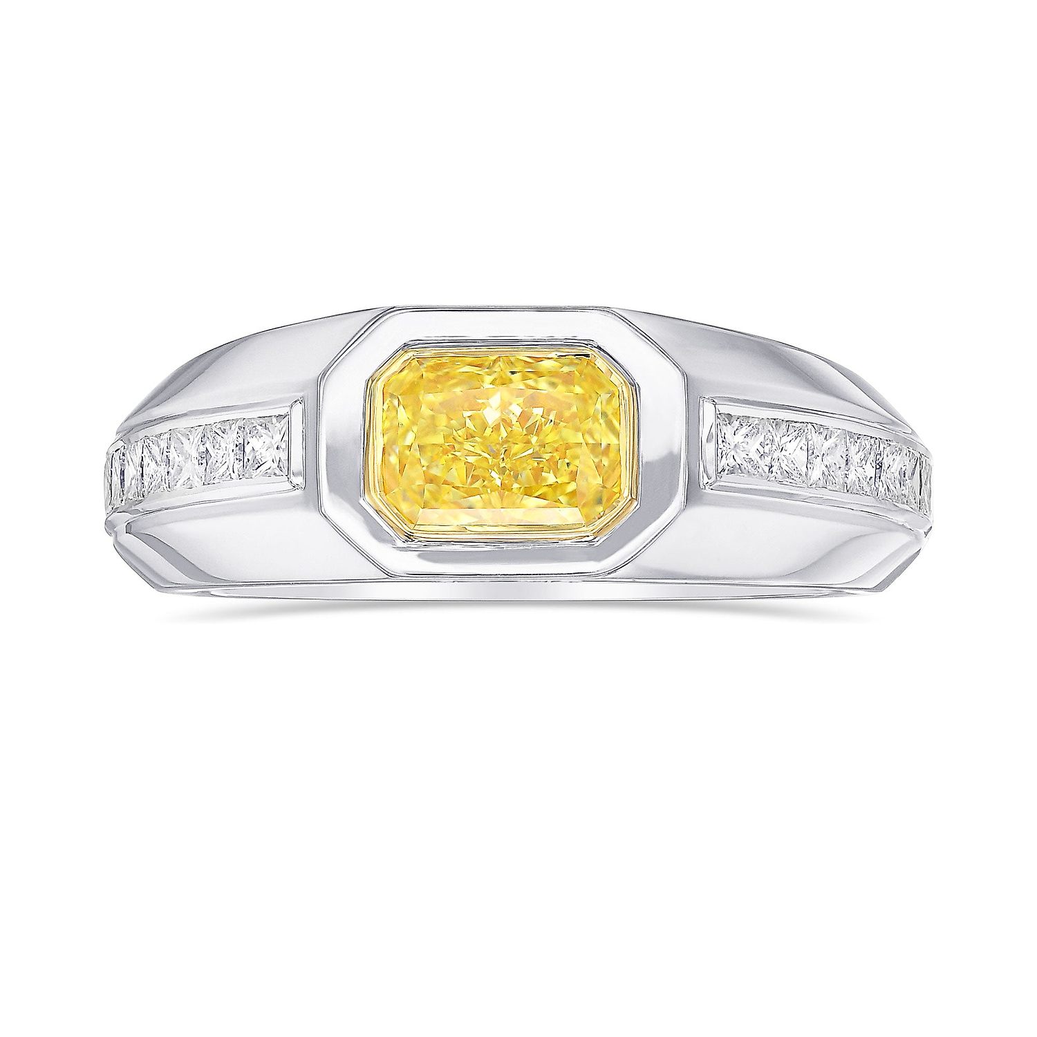 Fancy Yellow Radiant Diamond Men's Ring