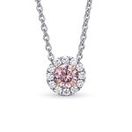 Fancy Intense Purplish Pink Round Diamond Halo Pendant
