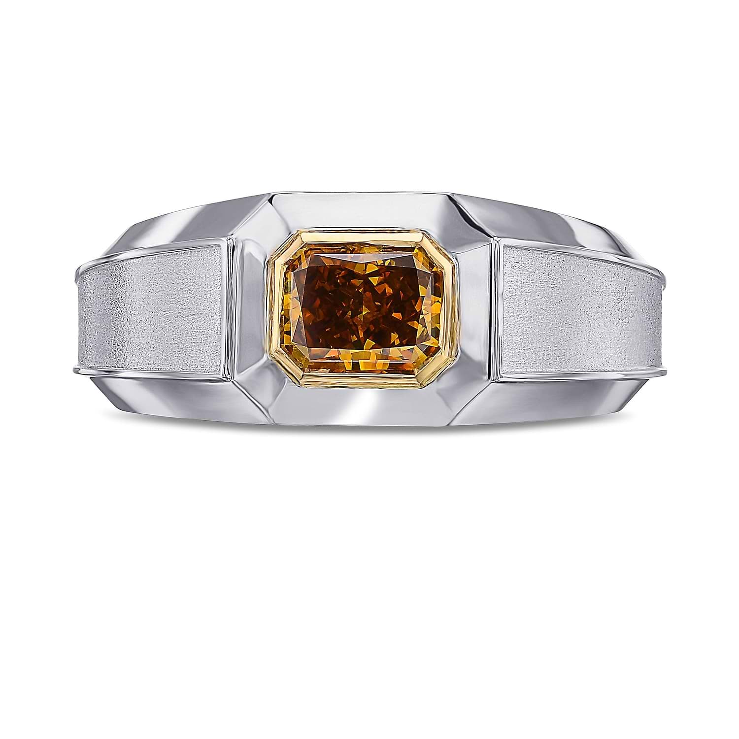 Fancy Deep Brownish Yellowish Orange Diamond Men's Ring