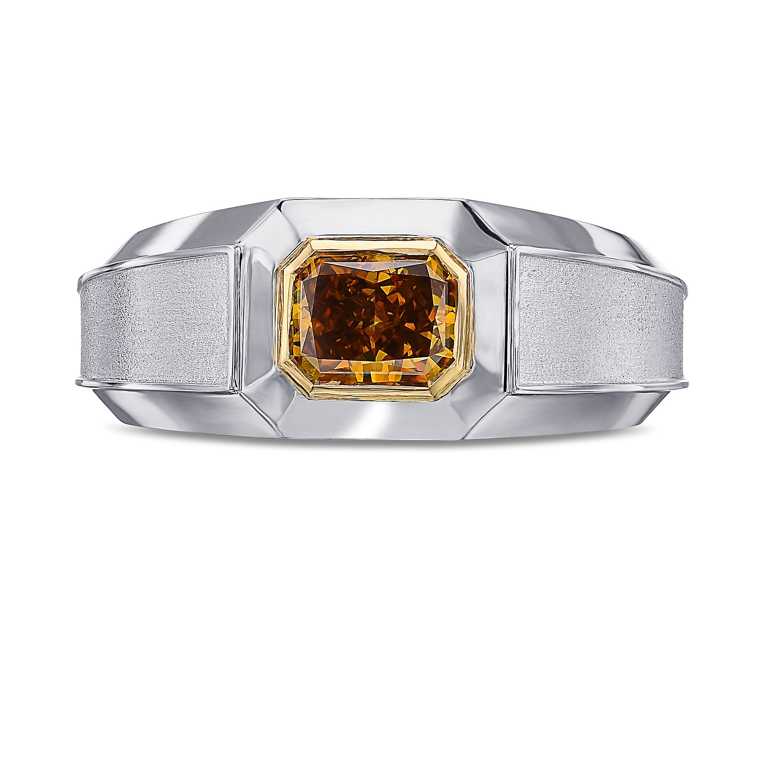 Fancy Deep Brownish Yellowish Orange Diamond Men's Ring