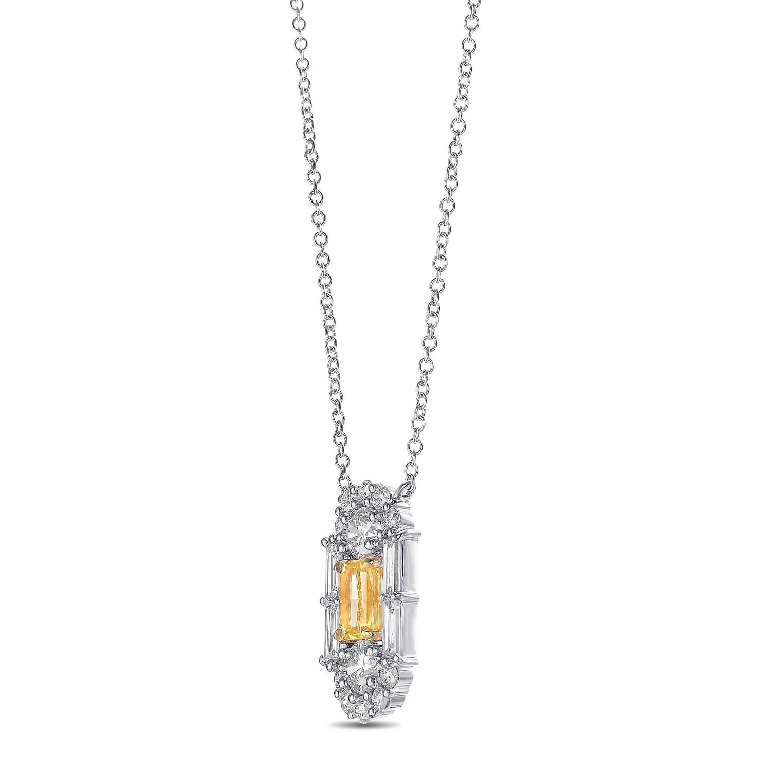 Extraordinary Fancy Vivid Yellow Diamond Art Deco Pendant