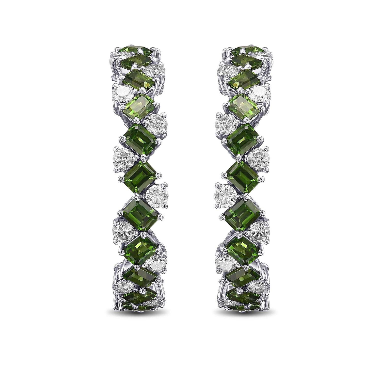 Tourmaline and Diamond Hoop Earrings