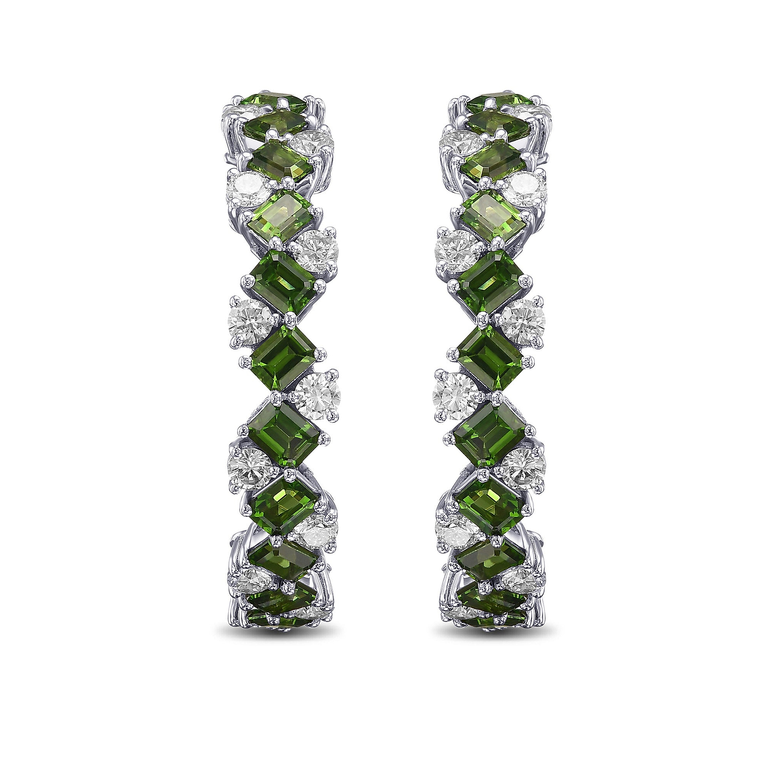 Tourmaline and Diamond Hoop Earrings