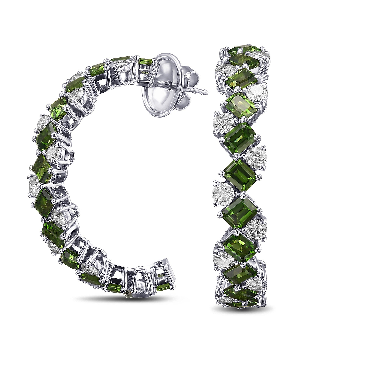 Tourmaline and Diamond Hoop Earrings