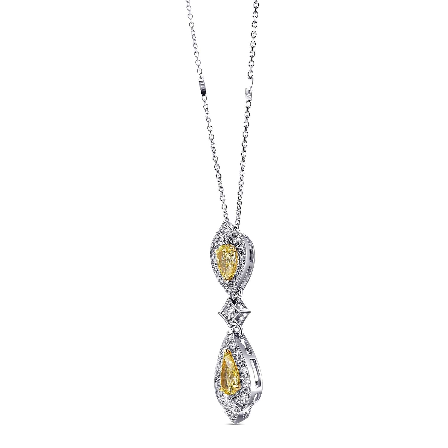 Fancy Intense Yellow Double Drop Diamond Pendant