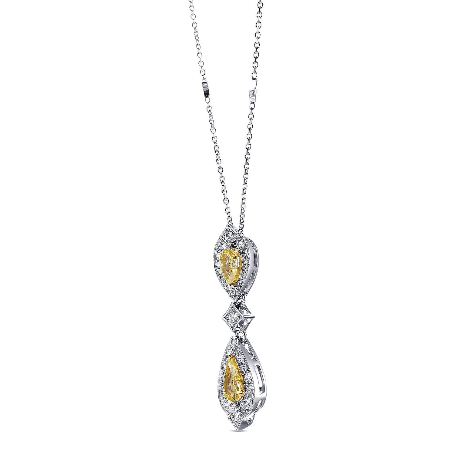 Fancy Intense Yellow Double Drop Diamond Pendant