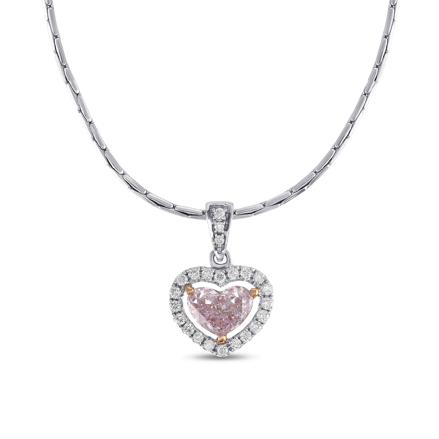 Fancy Light Pink Heart Shape Diamond Halo Pendant