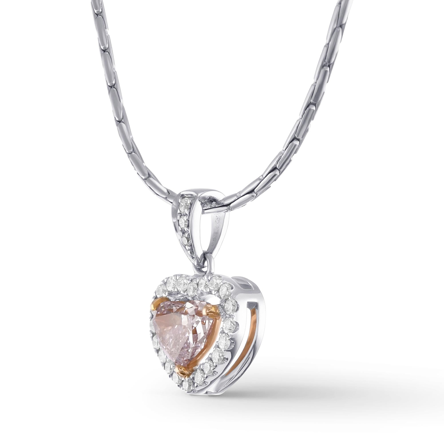 Fancy Light Pink Heart Shape Diamond Halo Pendant