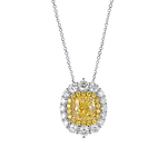Fancy Intense Yellow Cushion Halo Diamond Pendant