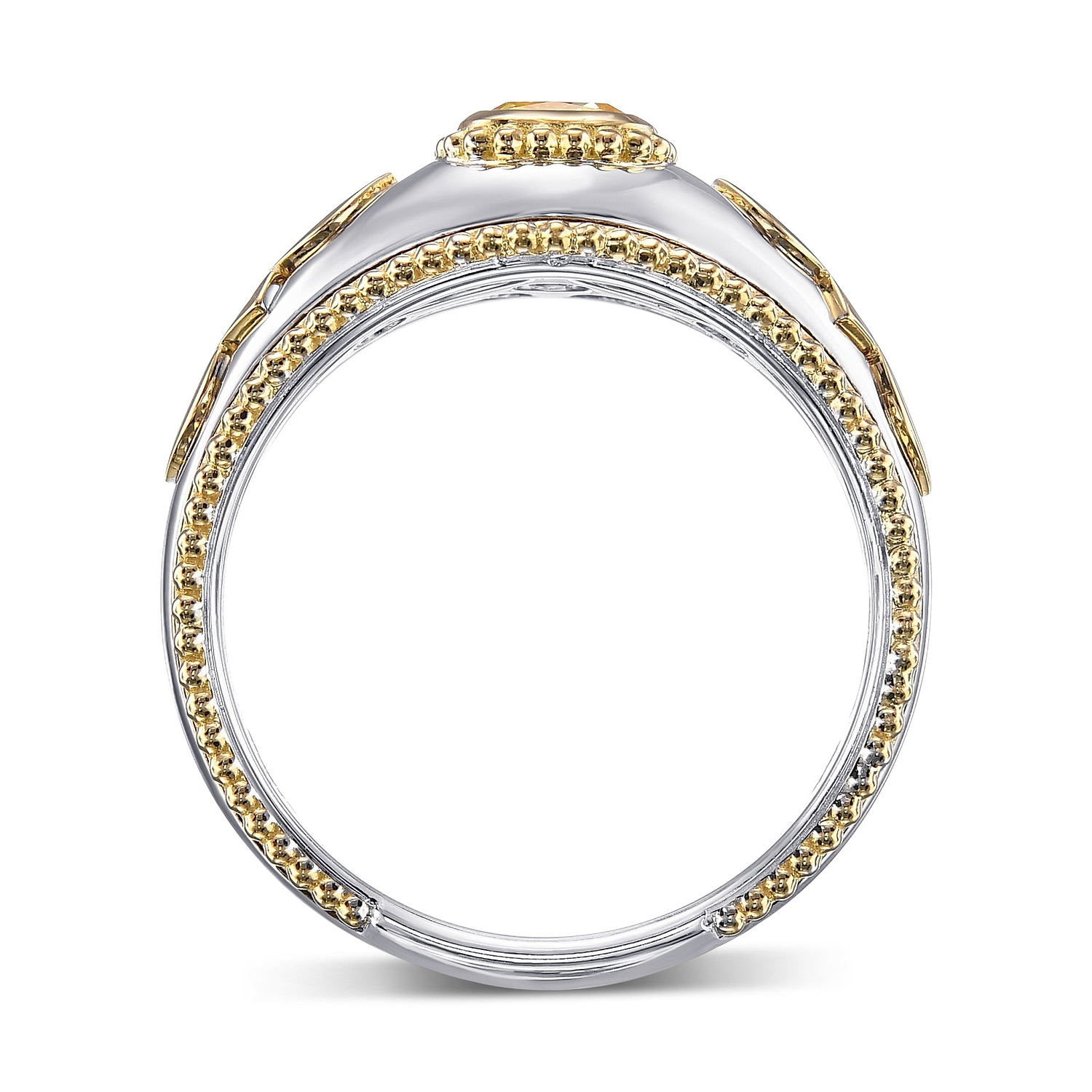 Men's Fancy Intense Yellow Cushion Solitaire Diamond Ring