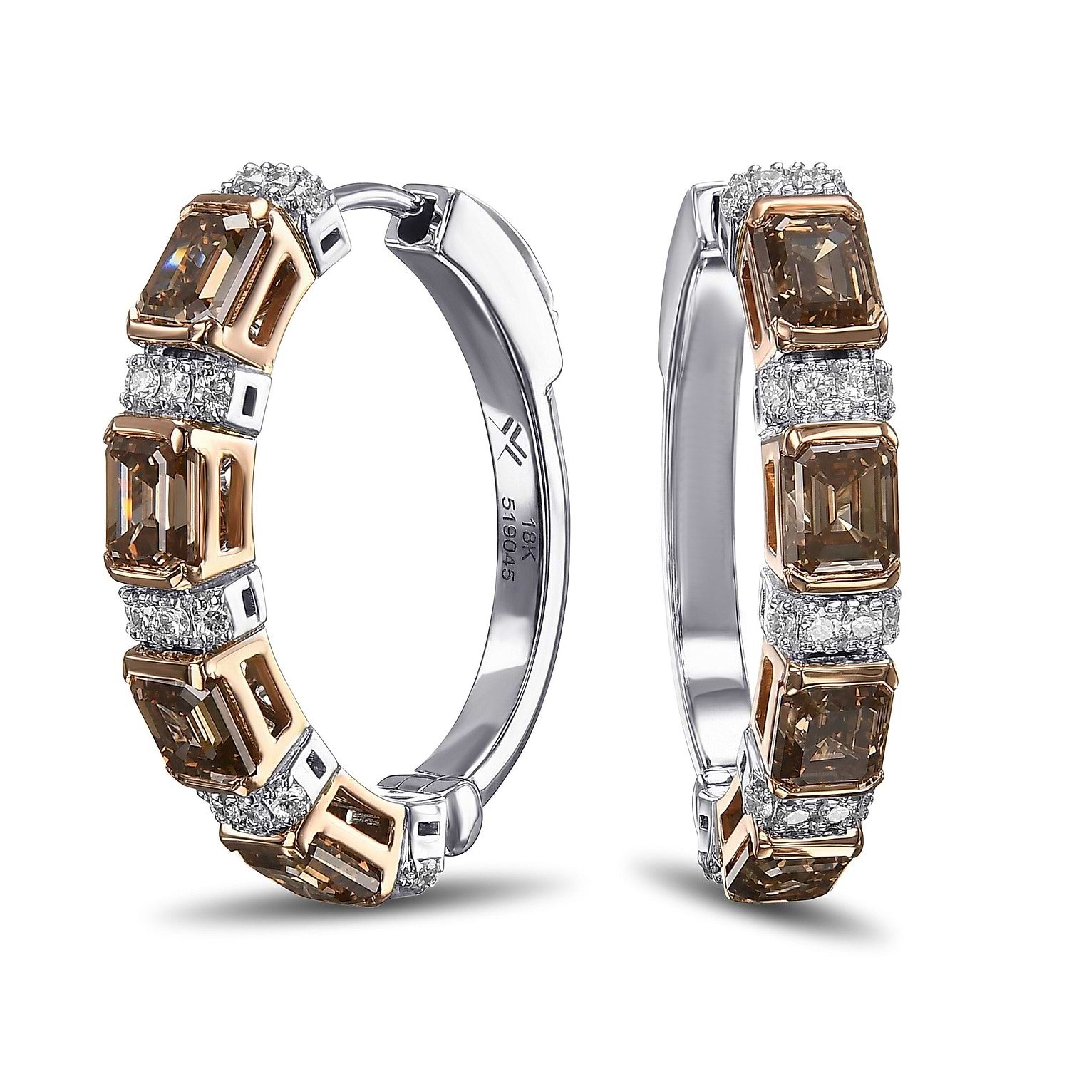 Fancy Brown Diamond Hoop Earrings