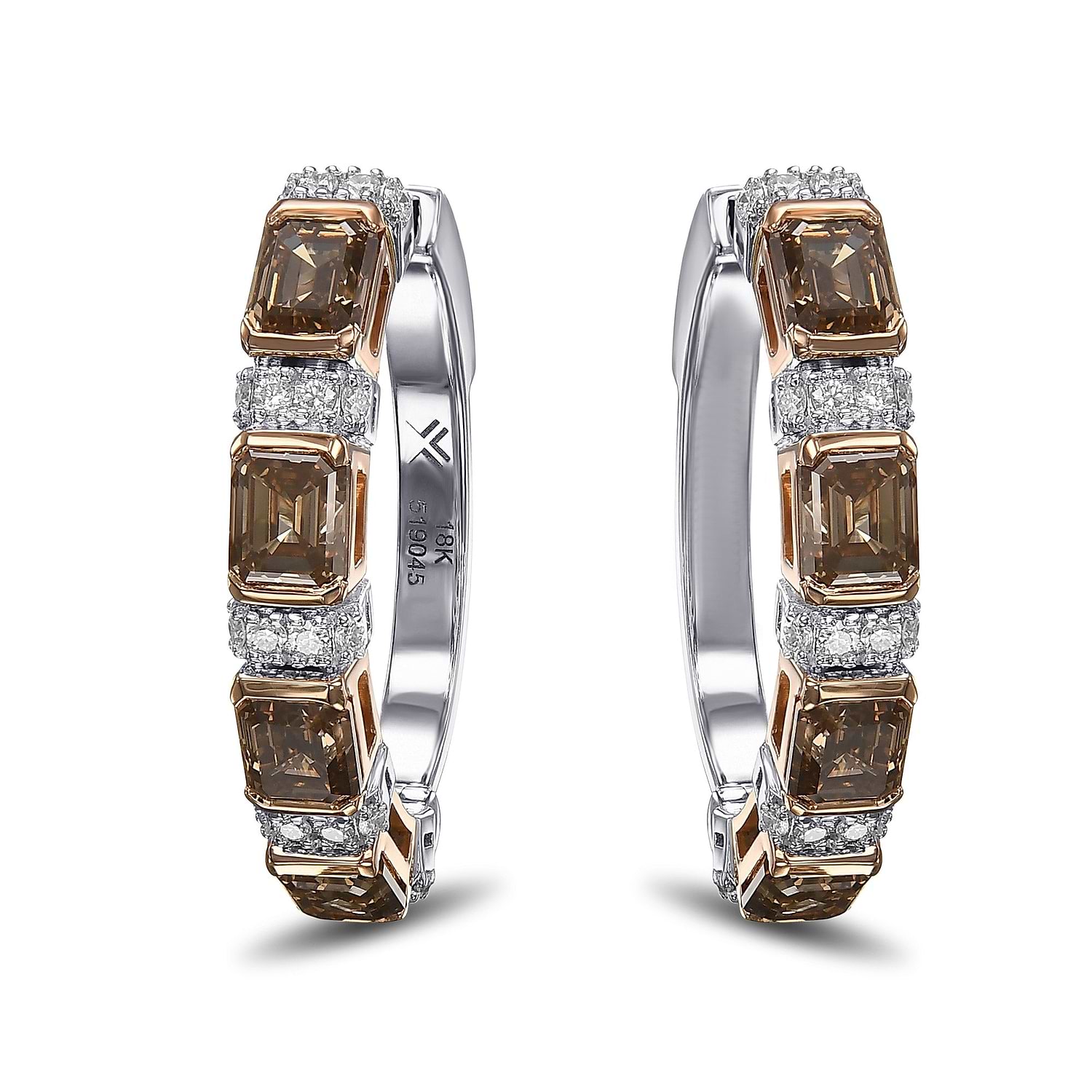 Fancy Brown Diamond Hoop Earrings