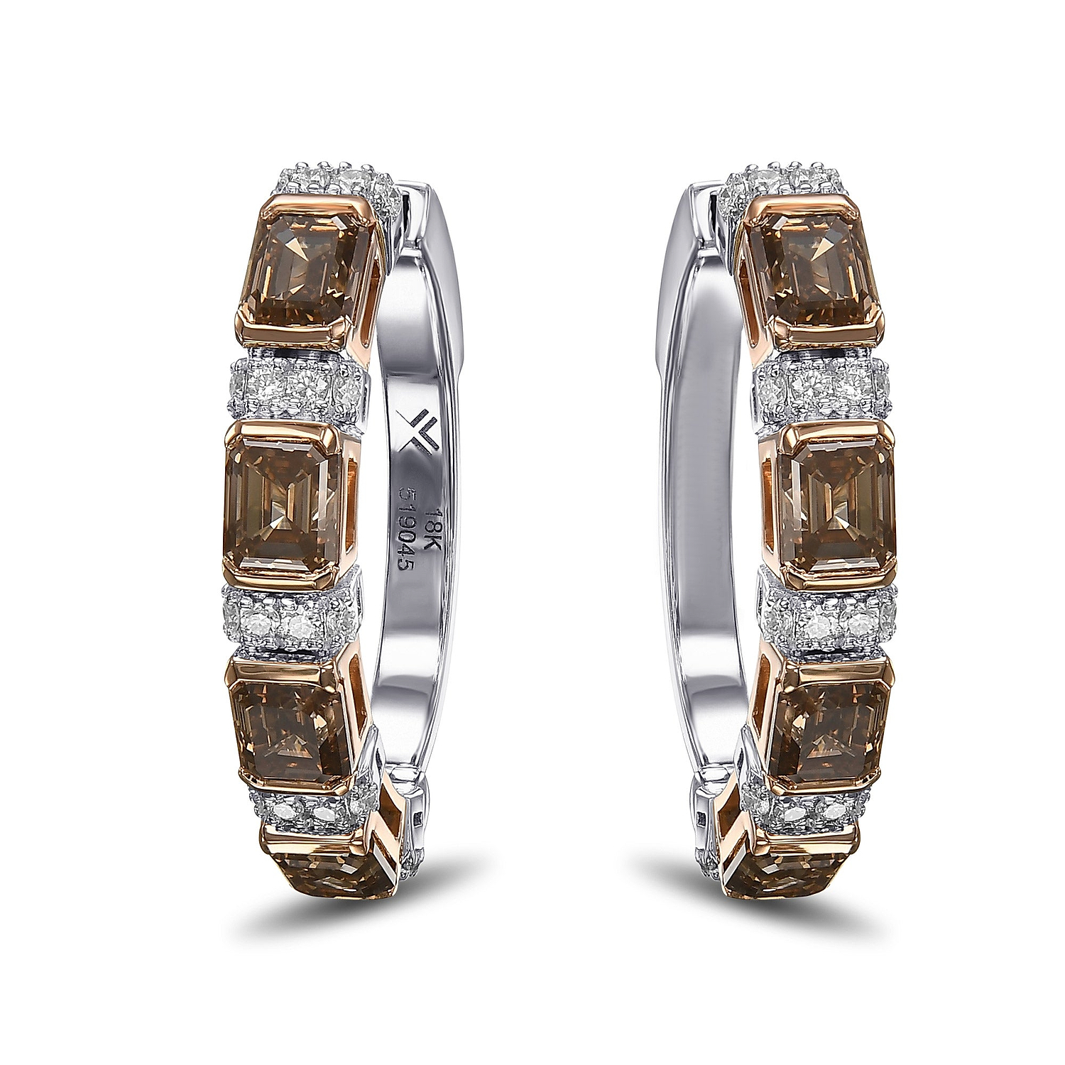 Fancy Brown Diamond Hoop Earrings