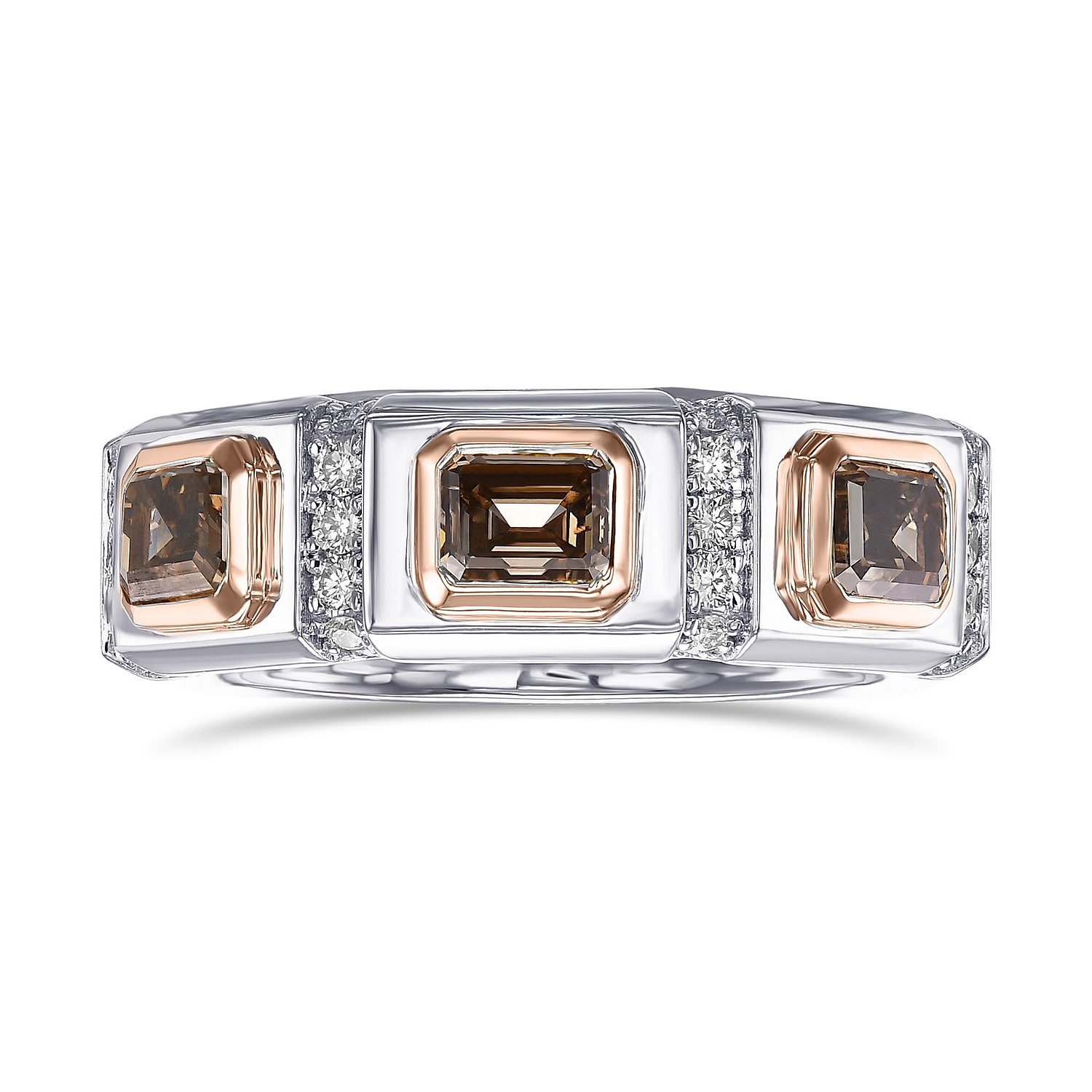 Men's Fancy Brown Three-stone Diamond Ring