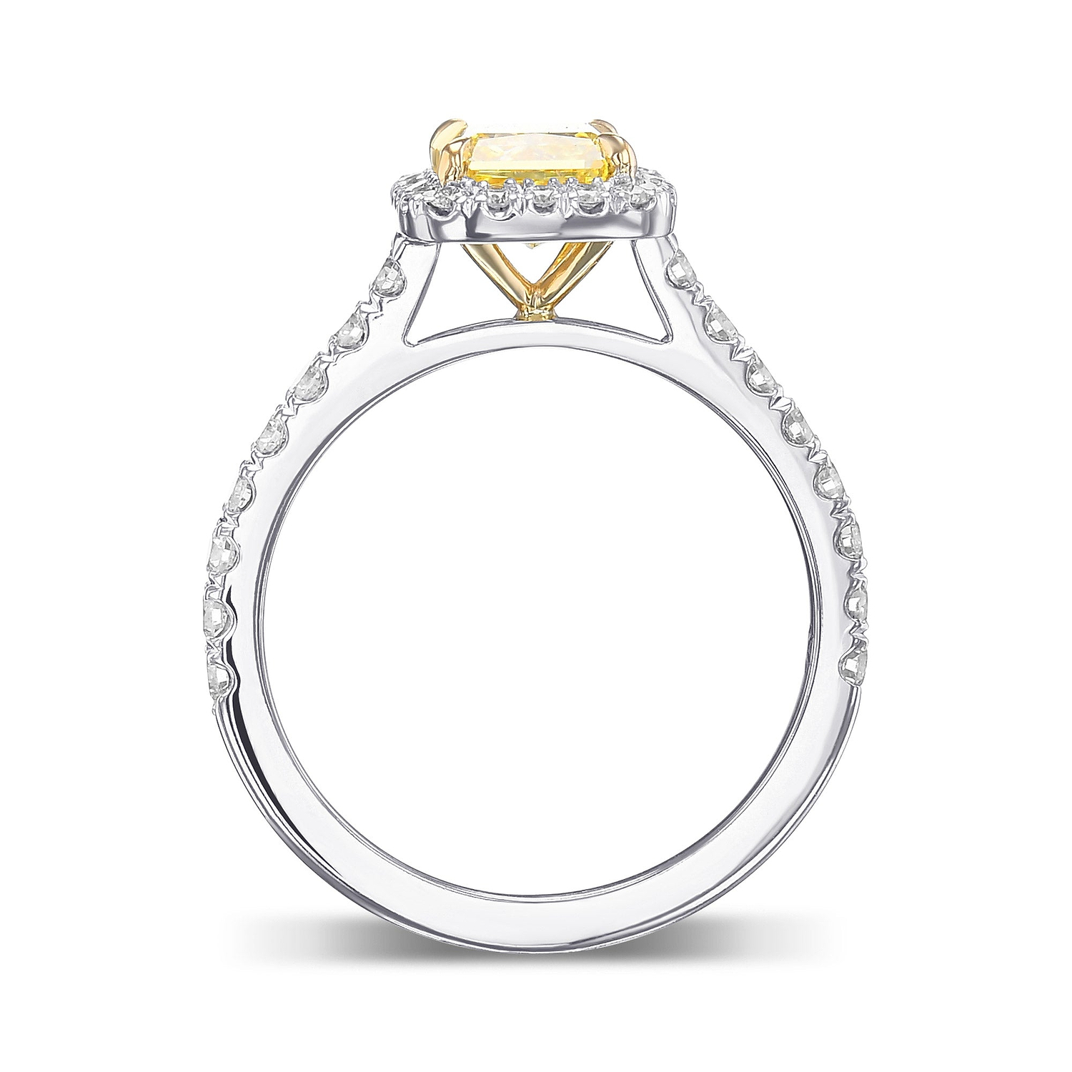 Fancy Intense Yellow Radiant Halo Diamond Ring
