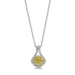 Fancy Yellow Cushion Drop Diamond Pendant