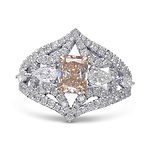 Extraordinary Fancy Light Pink Brown Radiant Diamond Side-stone Ring