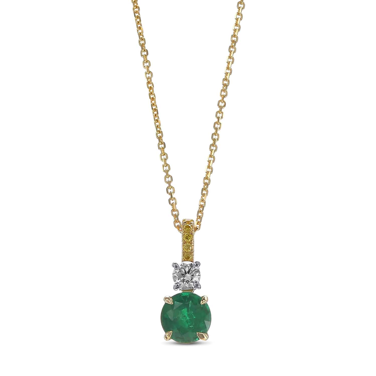Round Green Emerald Drop Pendant