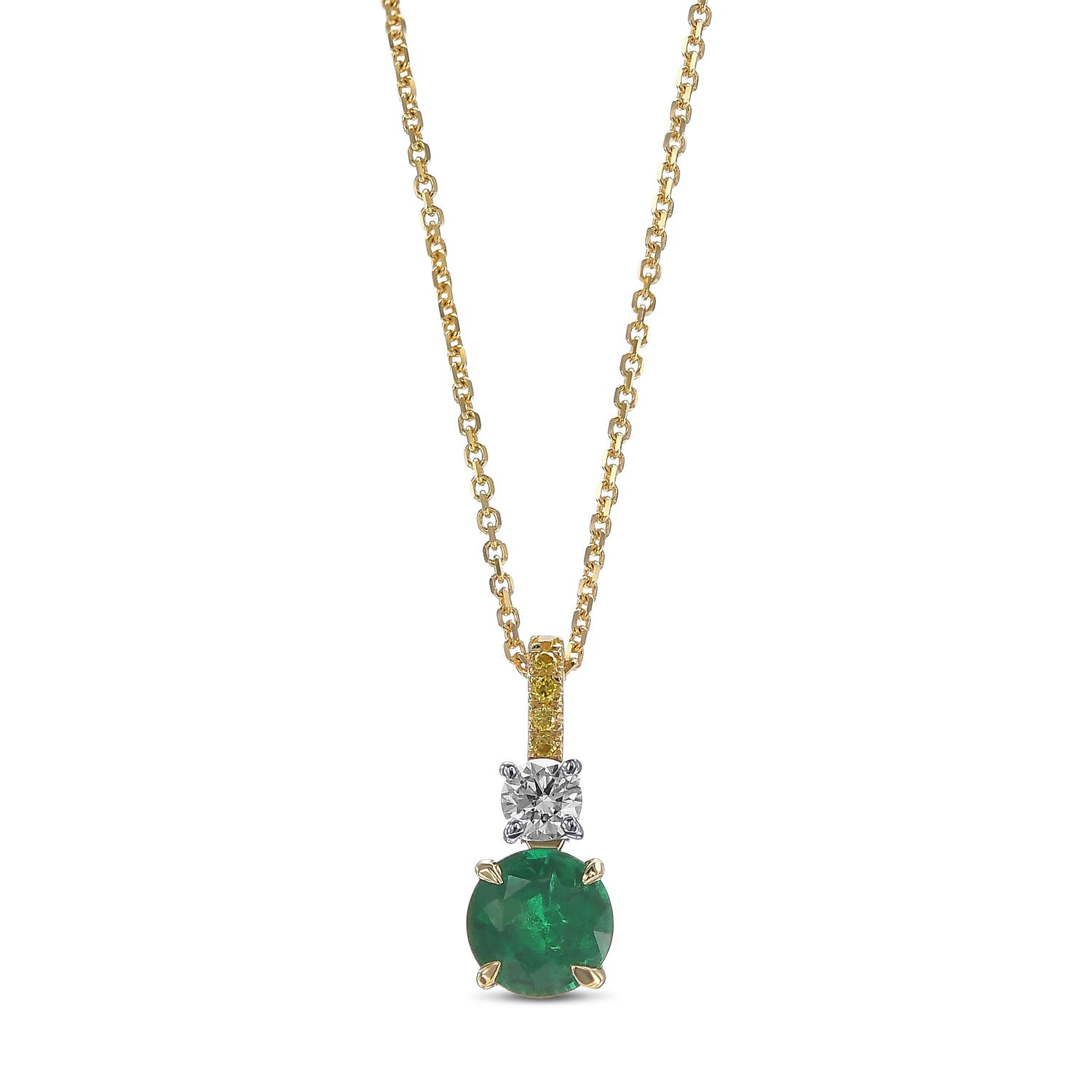 Round Green Emerald Drop Pendant