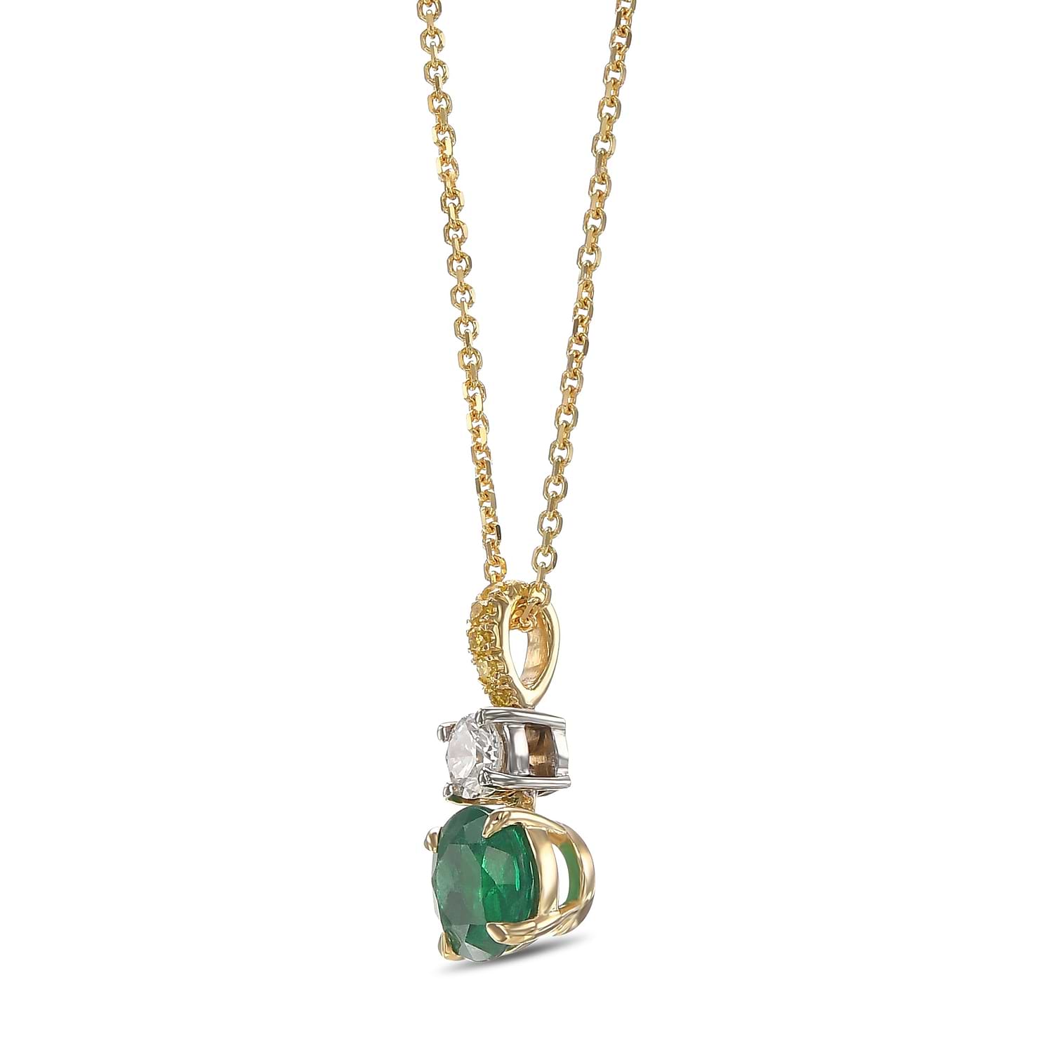 Round Green Emerald Drop Pendant