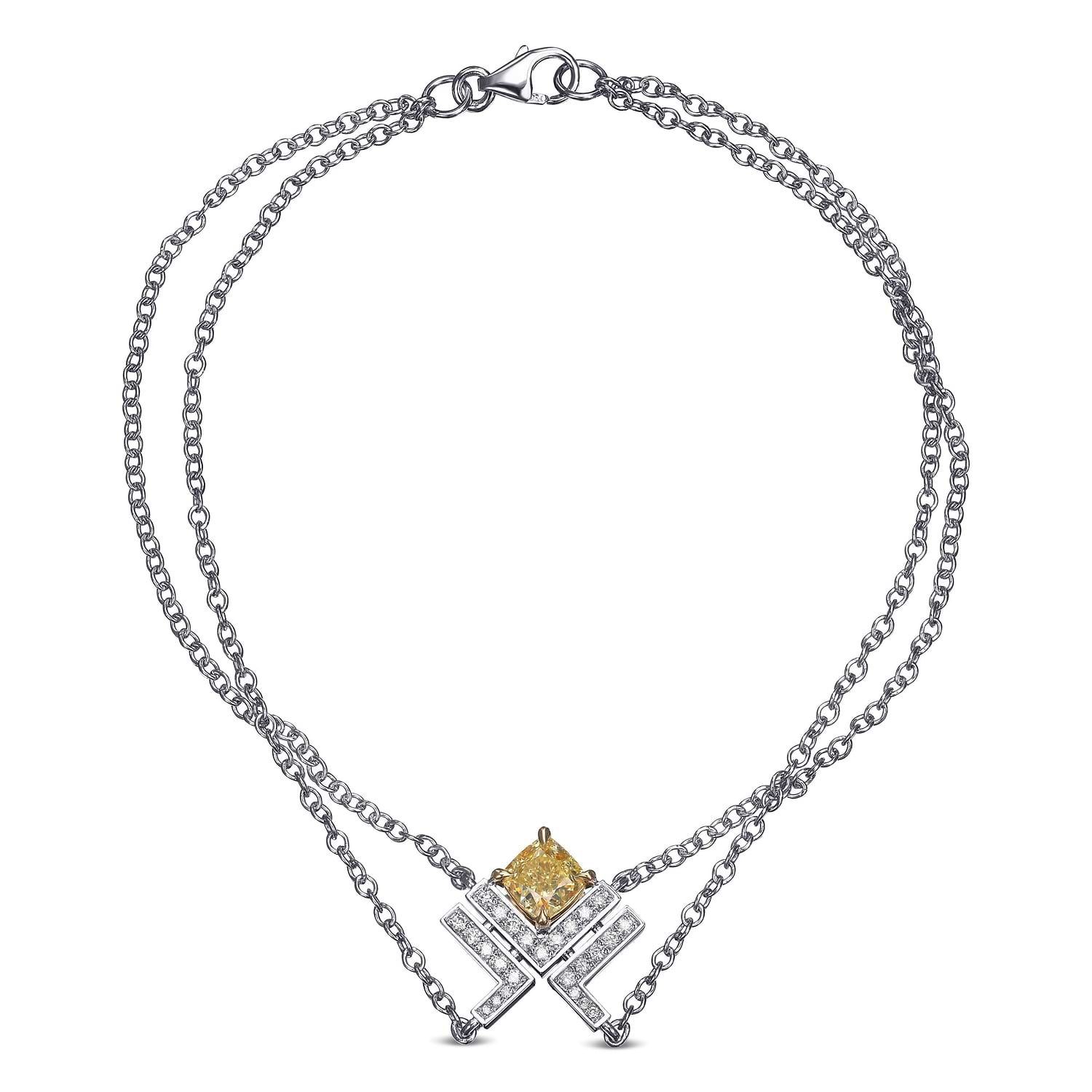 Fancy Yellow Cushion Leibish Logo Bracelet