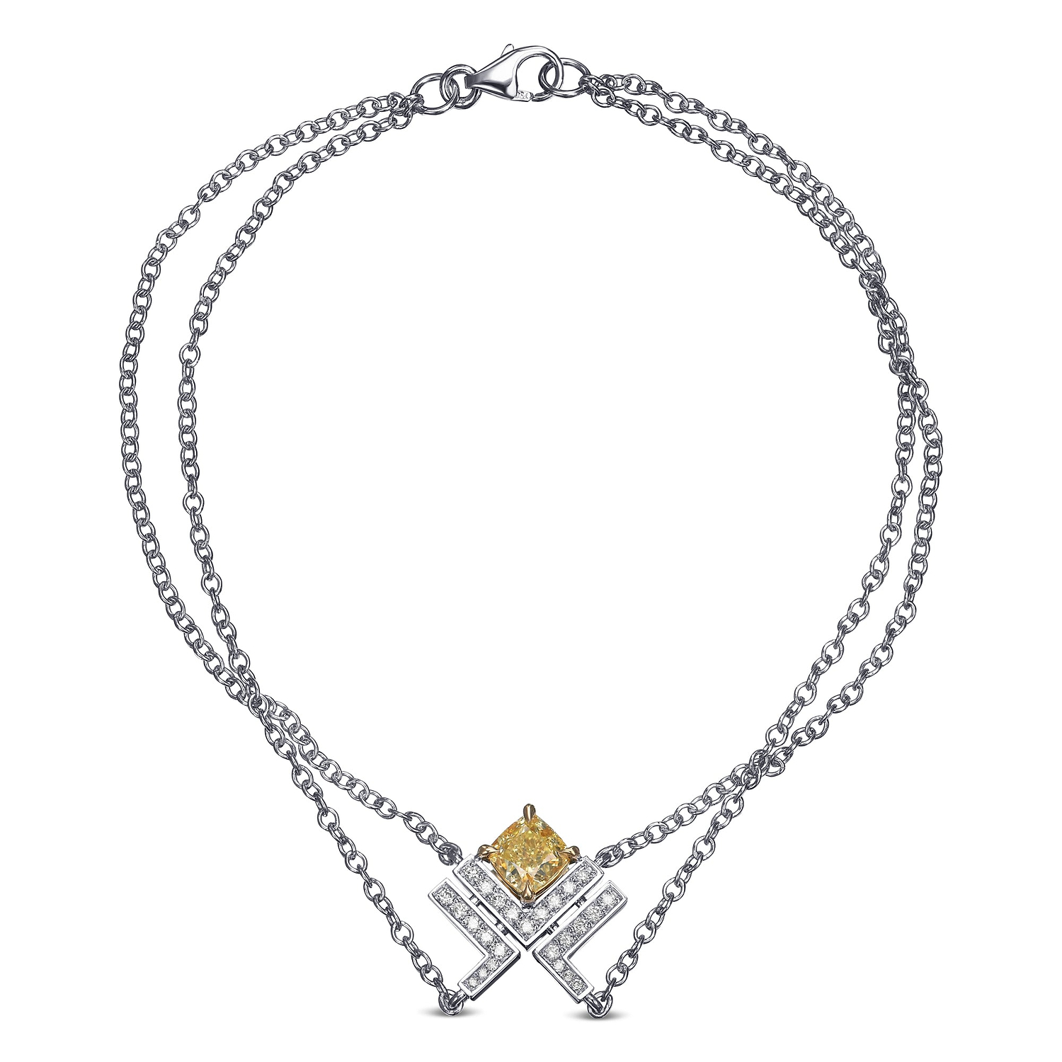 Fancy Yellow Cushion Leibish Logo Bracelet