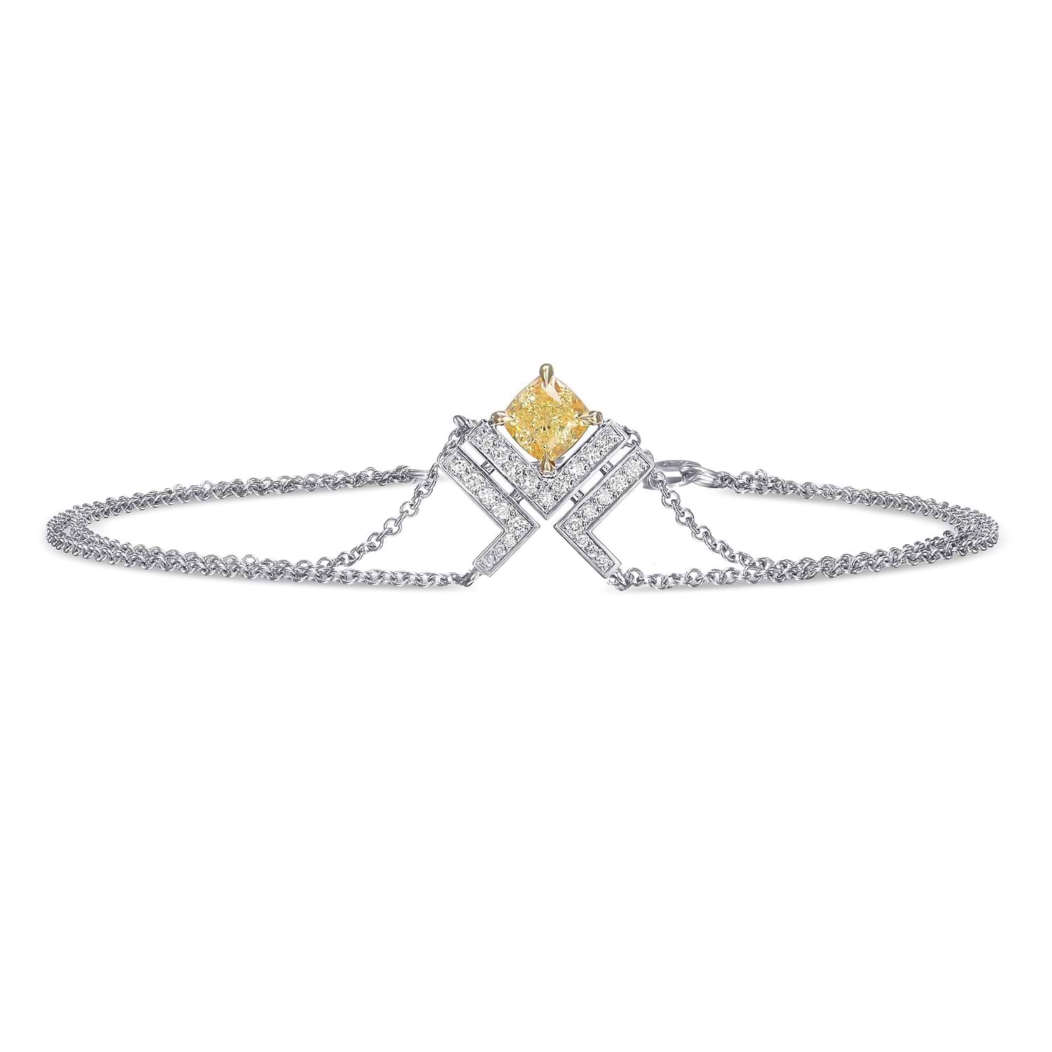 Fancy Yellow Cushion Leibish Logo Bracelet