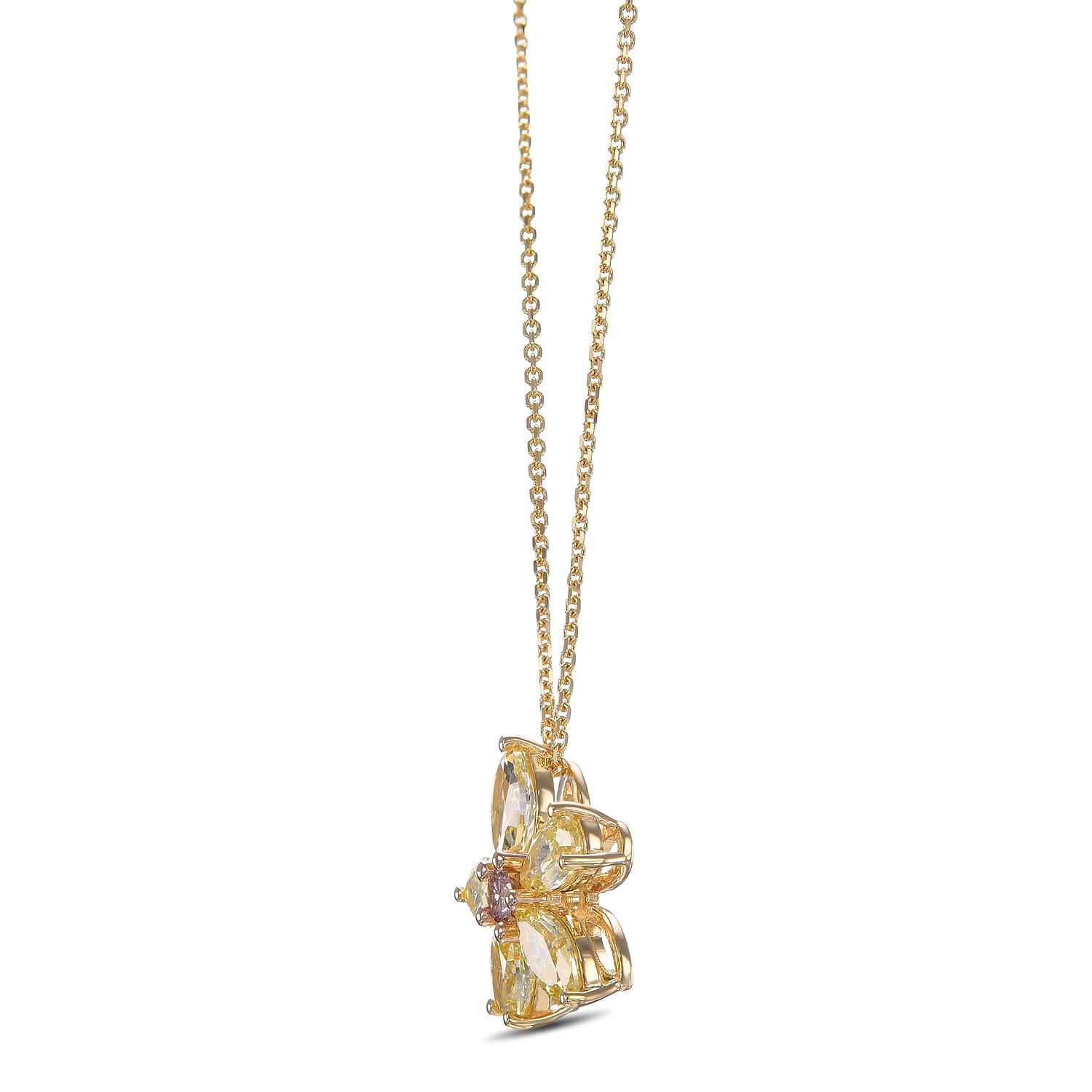 Fancy Intense Orangy Pink & Fancy Yellow Diamond Pendant